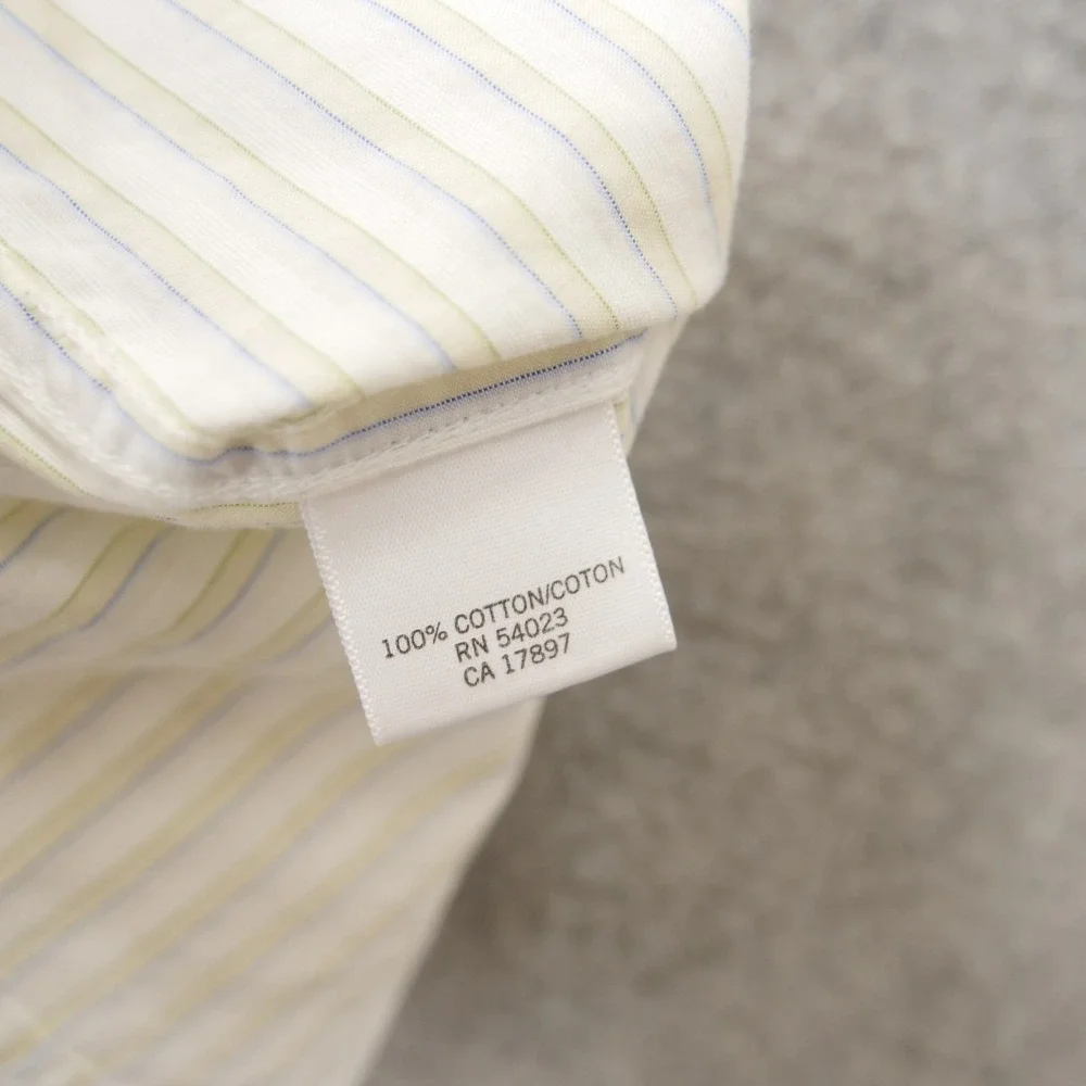 Banana Republic Shirt Mens Large 16.5 Beige Button Long Sleeve Cotton Striped